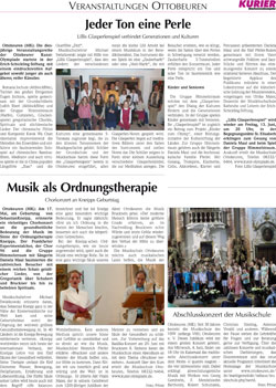> Zeitungsartikel zu Lillis Glasperlenspiel im Memminger Kurier Juni 2014